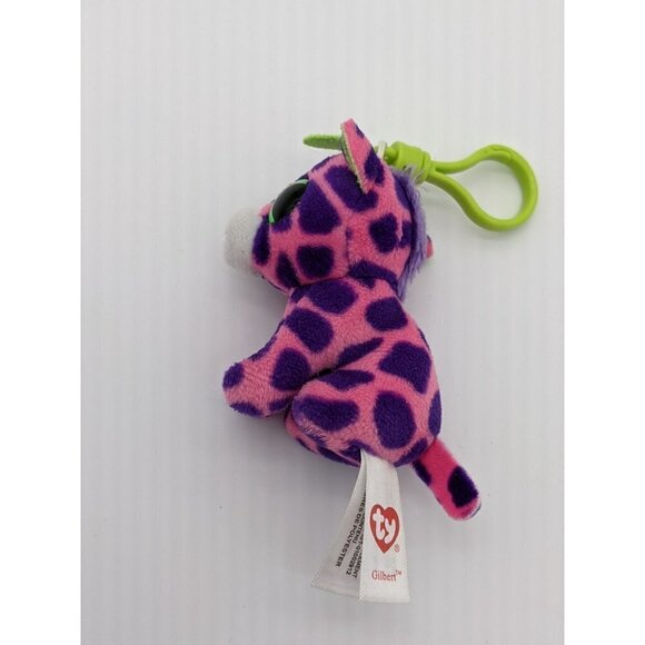 Gilbert GiraffeBeanie BooClip 5 inch - Stuffed Animal by Ty Glitter eyes - Picture 7 of 12